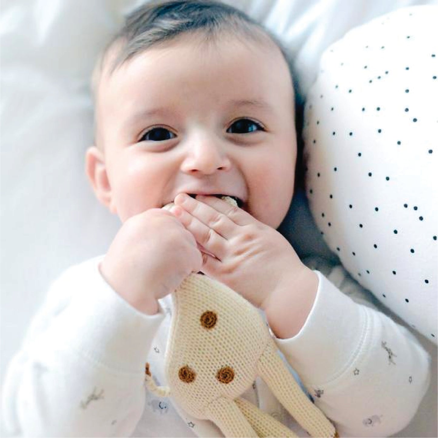 Alphabet Blanket, Heather Grey Pajamas, Bear Ear Beanie and Giraffe Rattle