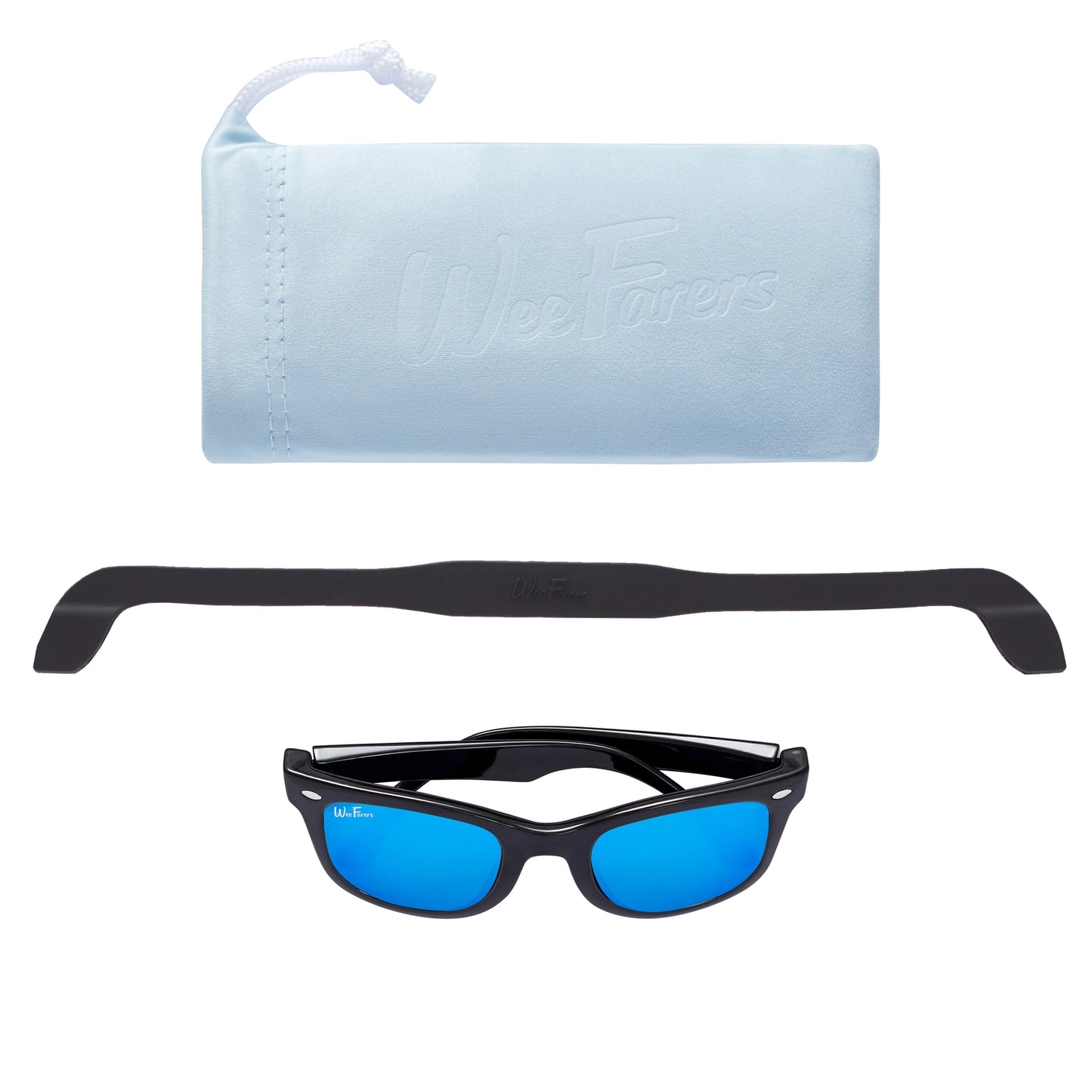 WeeFarers Polarized Sunglasses - Black w/ Ocean Blue