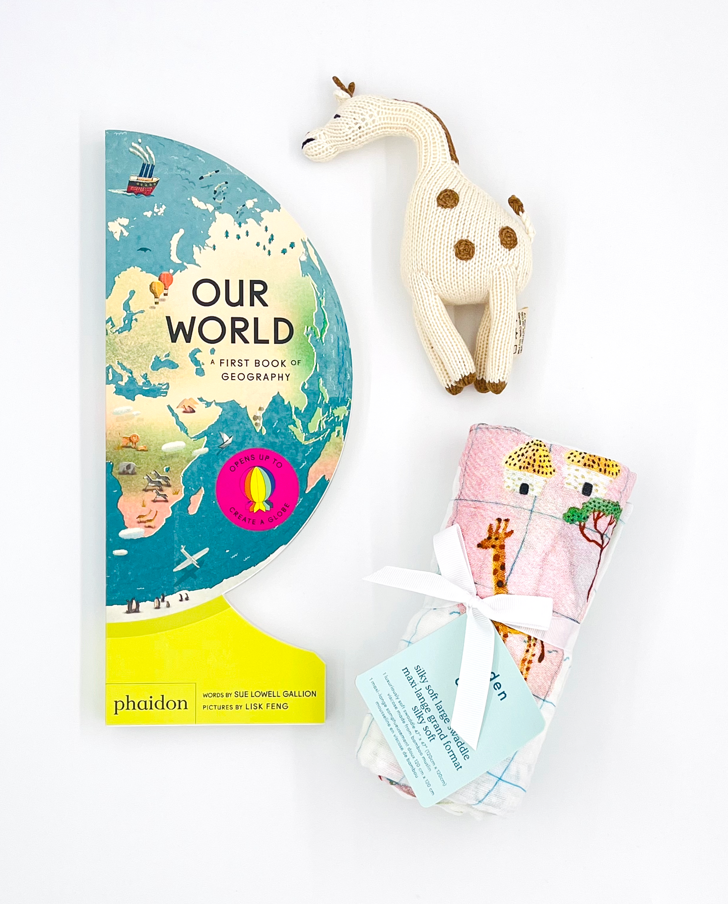 Our World, Estella Giraffe Rattle and Around the World Swaddle