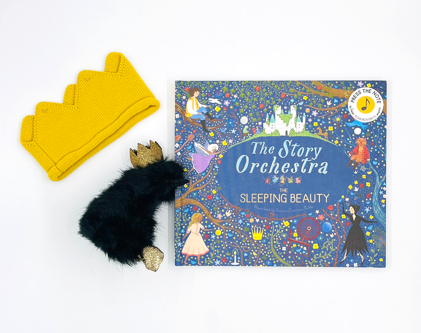 The Story Orchestra: Sleeping Beauty Book, Knitted Crown and Charly Duck Stuffed Animal