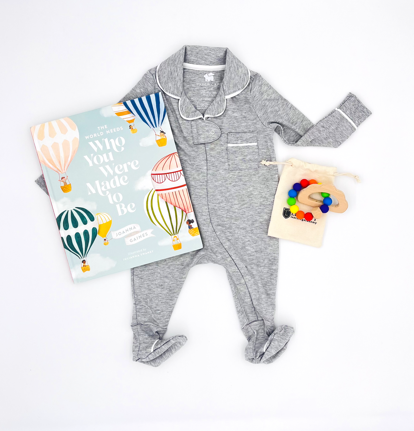 Who You Were Made to Be, Heather Grey Pajamas, and Rainbow Teether