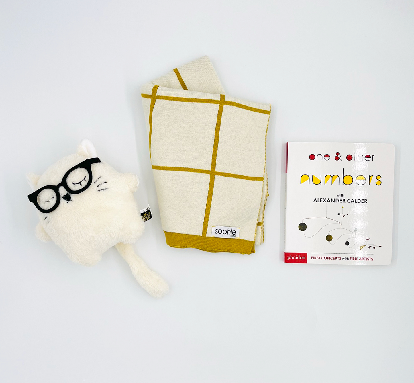 One & Other Numbers Book, Ricemono Plush Toy and Grid Blanket