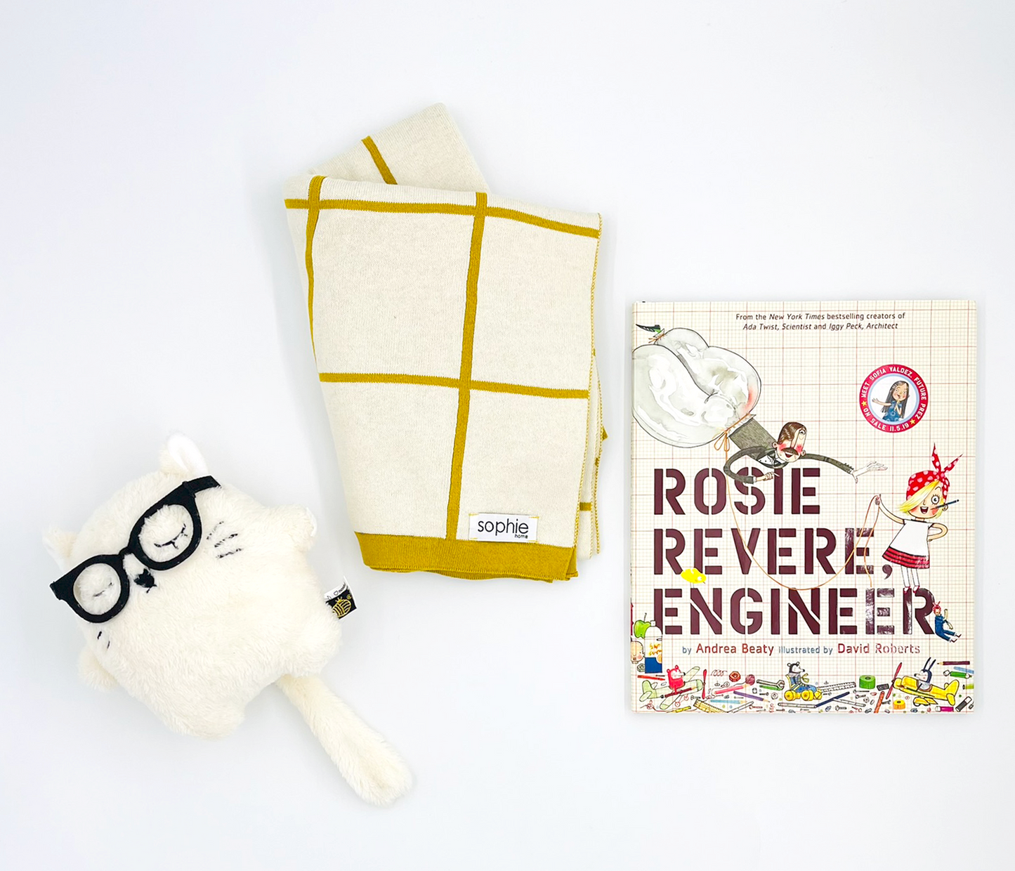 Rosie Revere- Engineer, Book, Ricemono Plush Toy and Grid Blanket