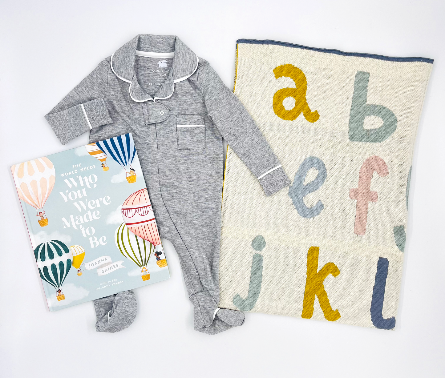 Who You Were Made to Be, Heather Grey Pajamas, and Alphabet Blanket