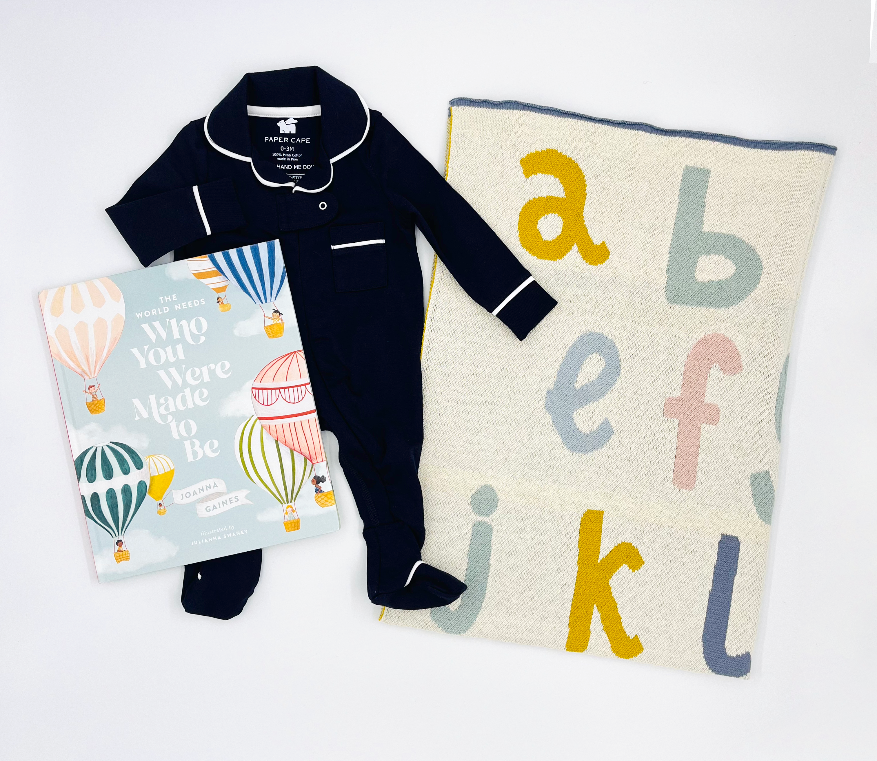 Who You Were Made to Be, Navy Pajamas, and Alphabet Blanket