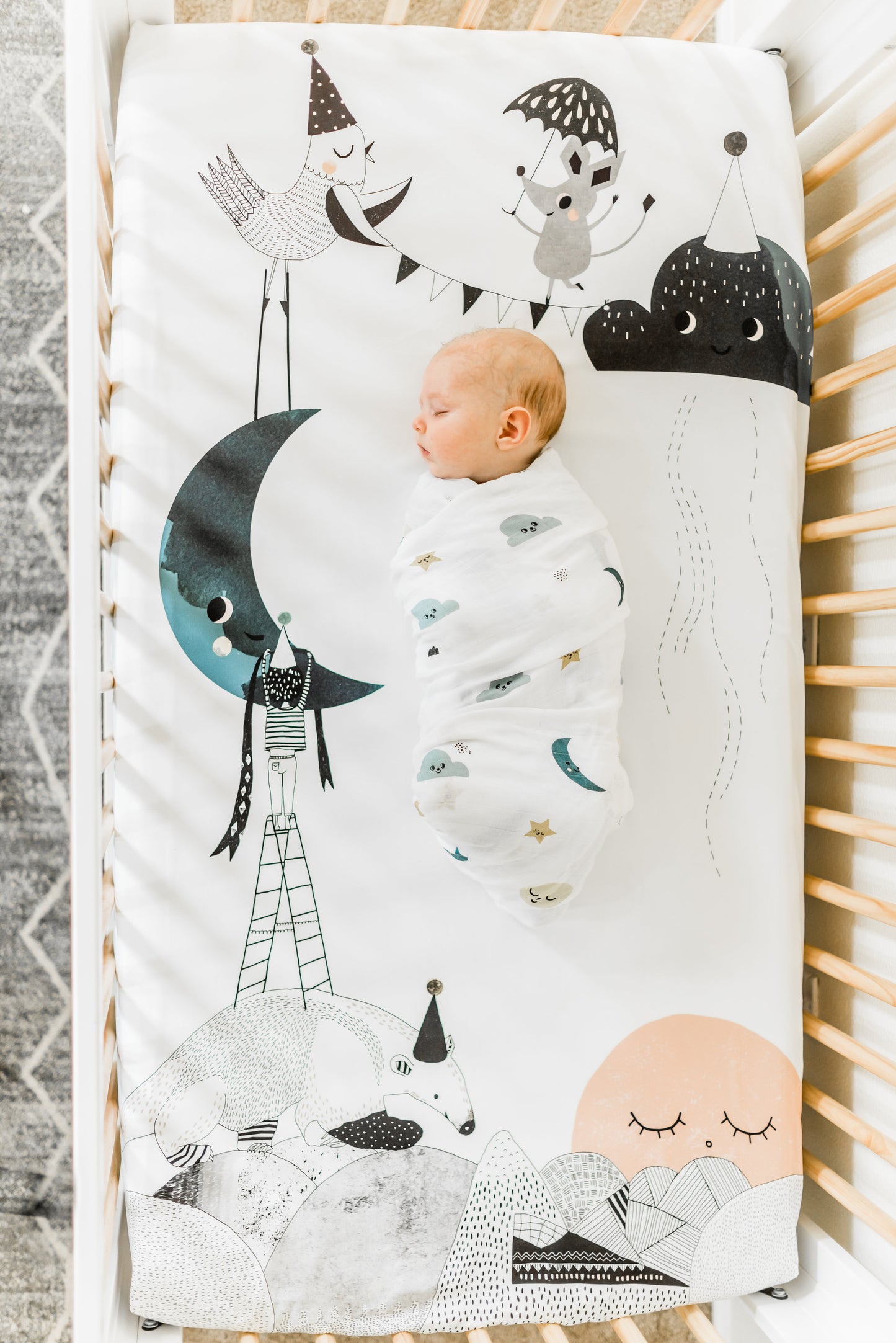 The Moon's Birthday Standard Size Crib Sheet