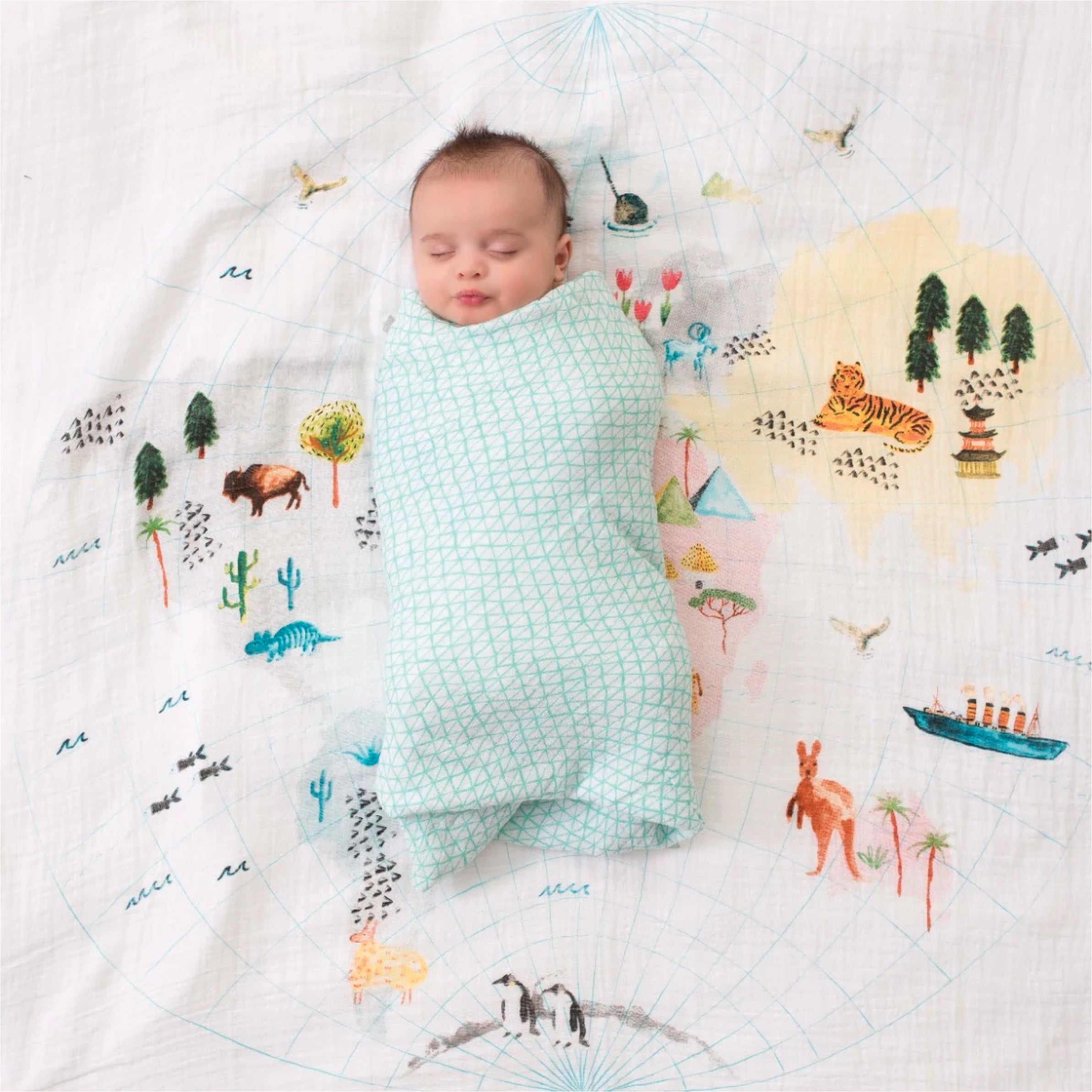 Around The World Cotton Muslin Swaddle